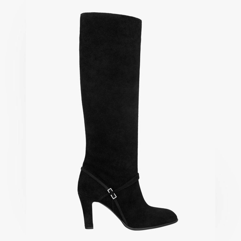 NWT. Zara Limited Edition Black High-Heel Suede Boots. Size 7,5.